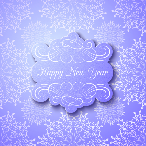 Elegant new year card with snowflake pattern vector 02