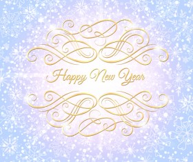 Elegant new year card with snowflake pattern vector 03
