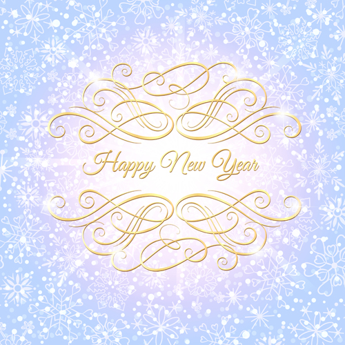 Elegant new year card with snowflake pattern vector 03