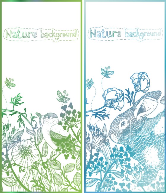 Hand drawn nature background vector graphics