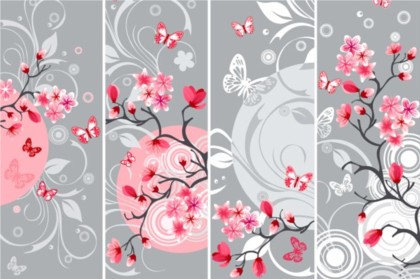 Elegant Japanese Cherry banners vector