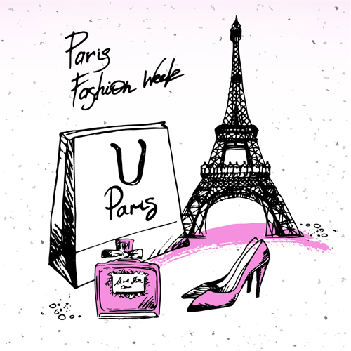 Fashion paris hand drawn vector 05