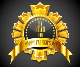 Father day golden labels vector graphics 02