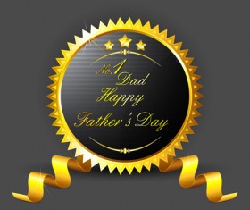 Father day golden labels vector graphics 03