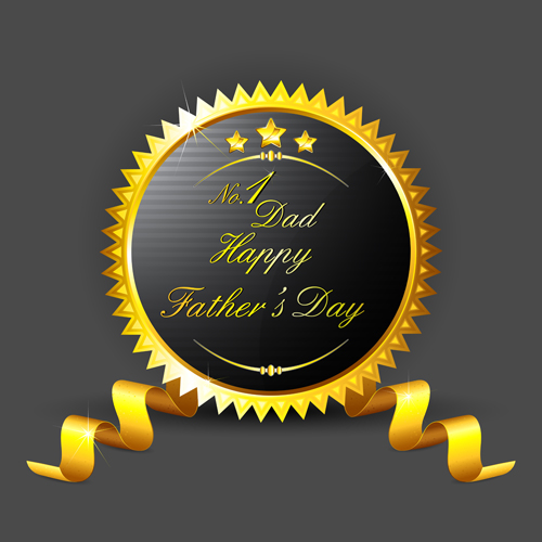 Father day golden labels vector graphics 03