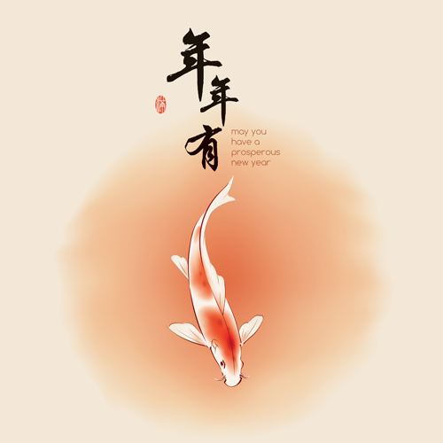 Fish every year with chinese new year vector 04