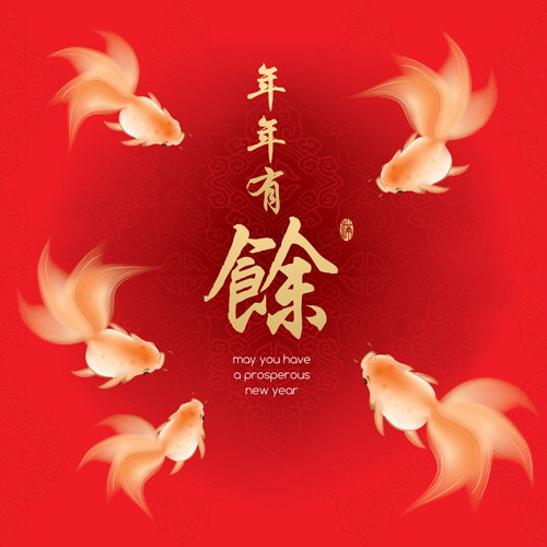 Fish every year with chinese new year vector 05