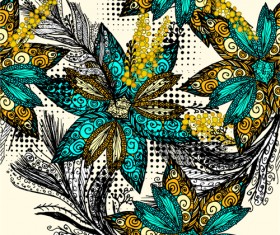 Floral hand drawn seamless vector pattern 02