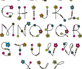 Flower alphabets letters vectors 02