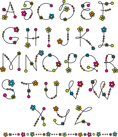 Flower alphabets letters vectors 02