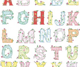 Flower alphabets letters vectors 03