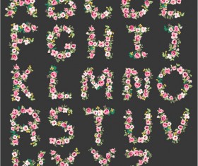 Flower alphabets letters vectors 04