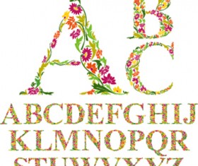 Flower alphabets letters vectors 05