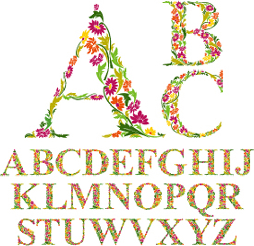 Flower alphabets letters vectors 05