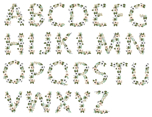 Flower alphabets letters vectors 06