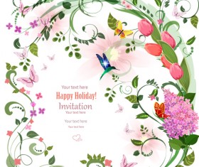 Flower holiday invitation cards vectors 02