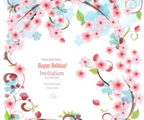 Flower holiday invitation cards vectors 03