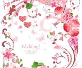 Flower holiday invitation cards vectors 05
