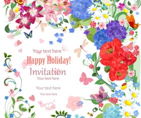 Flower holiday invitation cards vectors 07