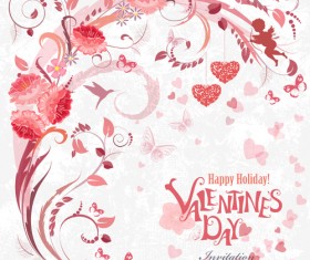 Flower valentine day cards vector 02