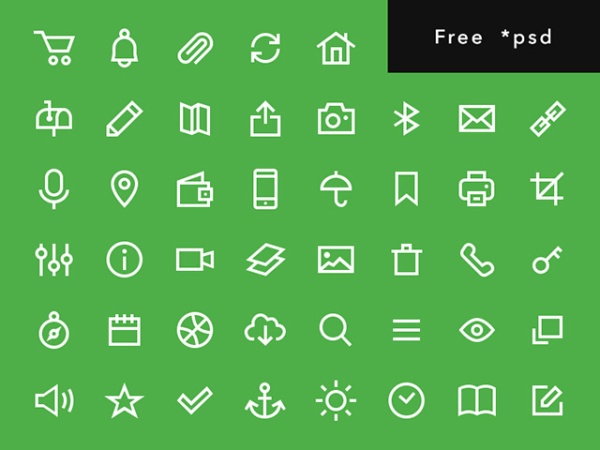 Free psd outline icons set