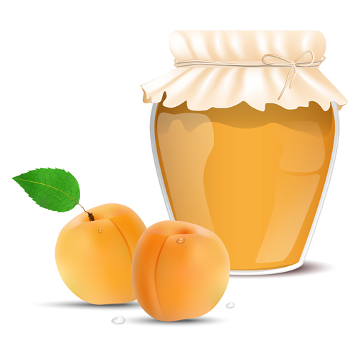 Fresh jam with Jar and fruits vector 08