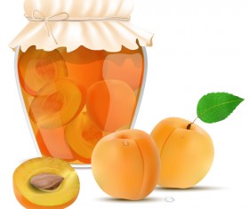 Fresh jam with Jar and fruits vector 09