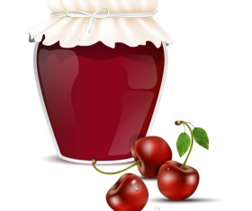 Fresh jam with Jar and fruits vector 13