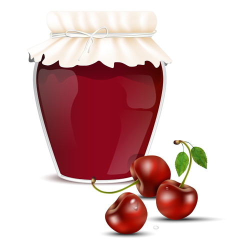 Fresh jam with Jar and fruits vector 13