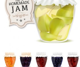 Fresh jam with Jar and fruits vector 14