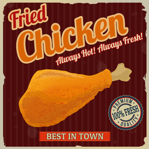 Fried chicken poster vector material 02