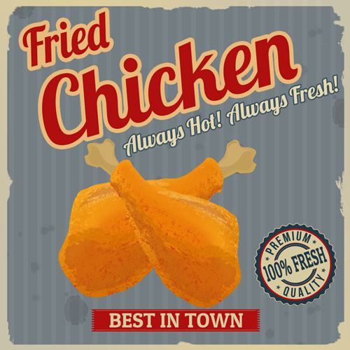 Fried chicken poster vector material 03