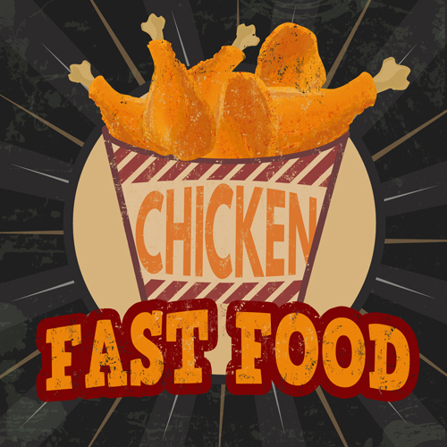 Fried chicken poster vector material 04