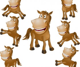 Funny cartoon horses vector graphics
