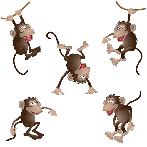 Funny cartoon monkey vector graphics