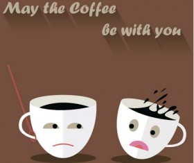 Funny coffee template design vector 01