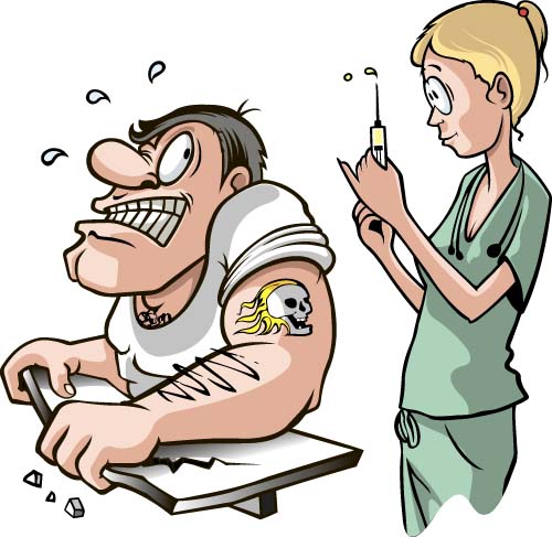 Funny nurse with patient cartoon vector 01 free download