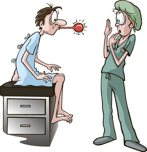 Funny nurse with patient cartoon vector 03