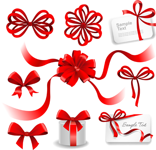 Gift card with red bow vector