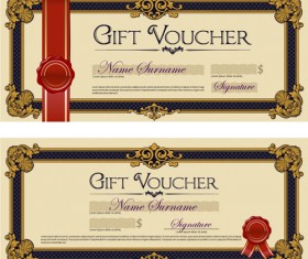 Gift voucher vintage styles vectors 01