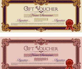 Gift voucher vintage styles vectors 02