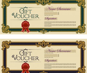Gift voucher vintage styles vectors 05