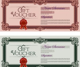 Gift voucher vintage styles vectors 07