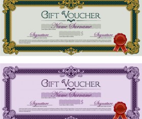 Gift voucher vintage styles vectors 08