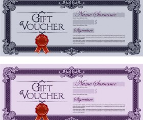 Gift voucher vintage styles vectors 09