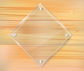 Glass frame with wood textures background vector 01