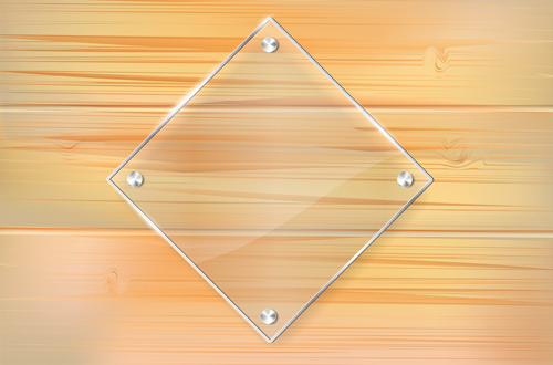 Glass frame with wood textures background vector 01