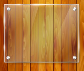 Glass frame with wood textures background vector 02