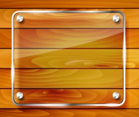 Glass frame with wood textures background vector 03