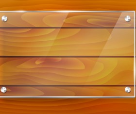 Glass frame with wood textures background vector 04